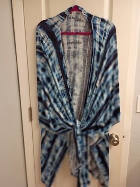 Blue Tie-Dye Women’s Swim Coverup Kimono